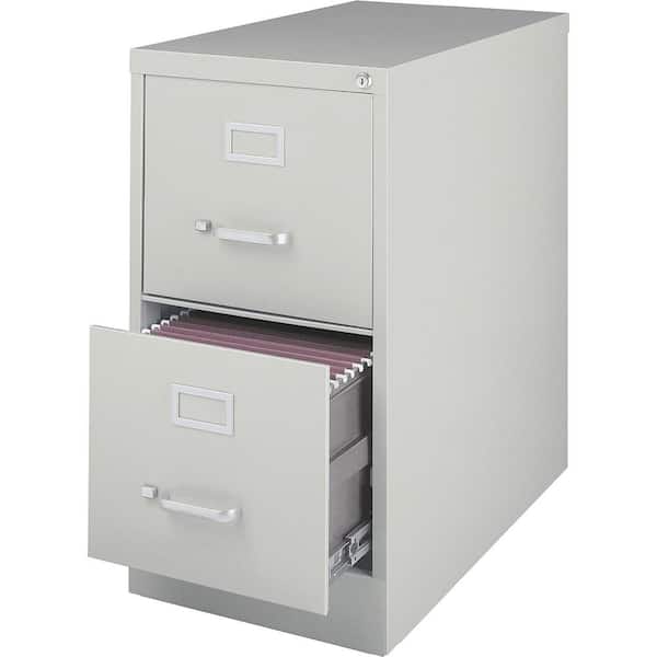 Lorell 15 in. x 26-1/2 in. x 28-3/8 in. Light Gray Vertical File Cabinet with 2-Drawers Security Lock and Letter Files