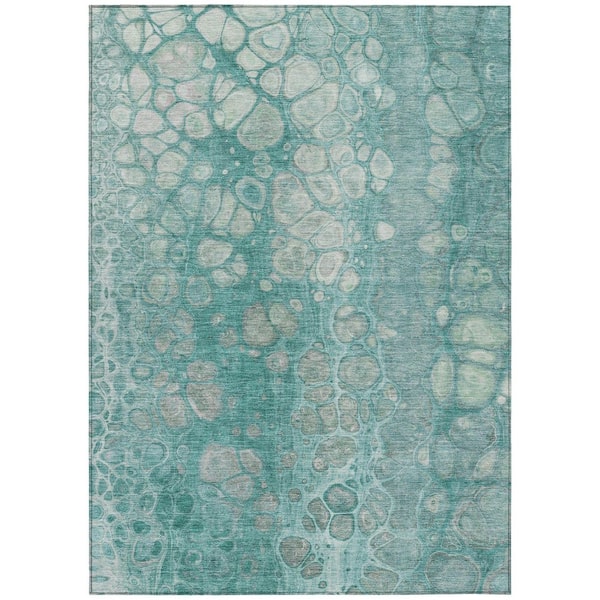 Chantille Machine Washable Indoor/Outdoor Abstract ACN1940 Aqua 8 ft. x 10 ft. Area Rug