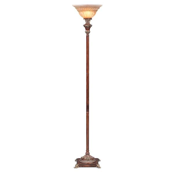 HomeRoots 69.25 in. Brown 1 Light 1-Way (On/Off) Torchiere Floor Lamp ...