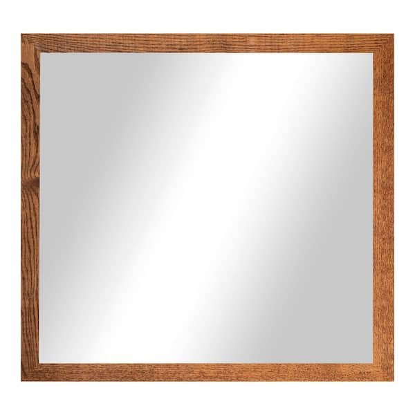 Rayne Mirrors 3 in Honey Frame (42 in. W x 33 in. H) Oak Hardwood Rectangle Wall Mirror