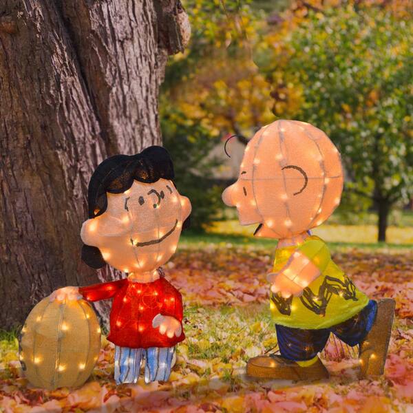 Peanuts Set of Two 32 in. Tall- 3D PreLit LED Yard Art Lucy w