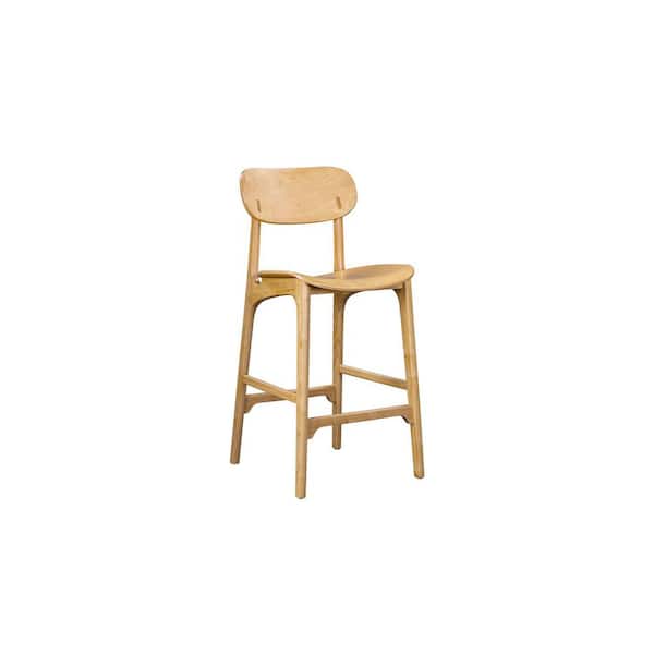 Boraam Solvang 29.92 in. Natural Finish High Back Wood Bar Stool