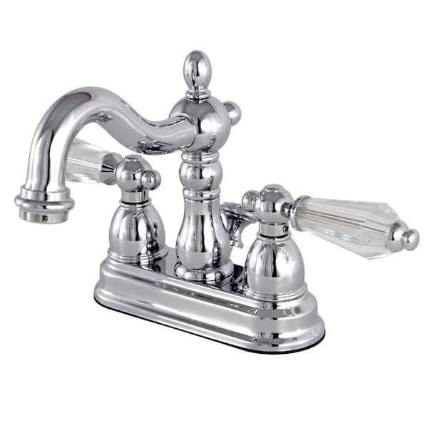 Kingston Brass Restoration Crystal 4 in. Centerset 2-Handle Bathroom Faucet in Chrome
