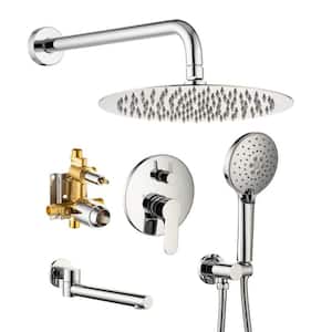 Double Handle 3 -Spray Tub and Shower Faucet 2.5 GPM in Chrome Valve Included, Tub Shower System with 10 in Rain Shower