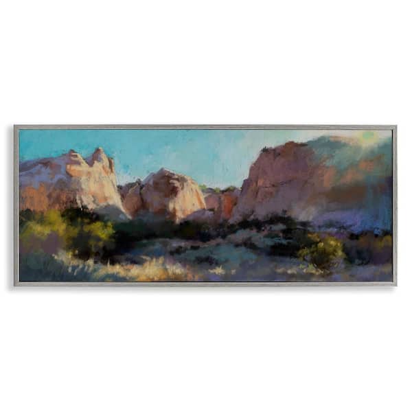 Stupell Industries Desert Cliffs Valley by Christine Debrosky Gray Framed Nature Giclee Art Print 10 in. x 24 in.