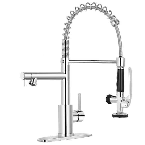 Single Handle 18 in. Dual Function Pull Down Sprayer Kitchen Faucet with Advanced Spray in Polish Chrome