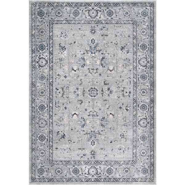 nuLOOM Emma Floral Gray 4 ft. x 6 ft. Area Rug