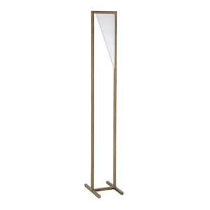VOXX 57.5 in. Oilcan Brass, Clear Dimmable Column Floor Lamp with Clear Acrylic Shade
