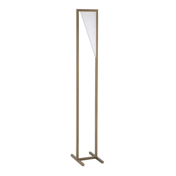 Kendal Lighting VOXX 57.5 in. Oilcan Brass, Clear Dimmable Column Floor Lamp with Clear Acrylic Shade
