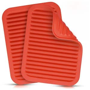2-Pack (9 in. x 12 in.) Silicone Trivets for Hot Pots and Pans - Red