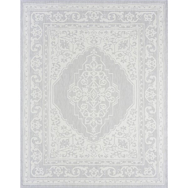 Eco Floral Gray 5 ft. x 8 ft. Indoor/Outdoor Area Rug
