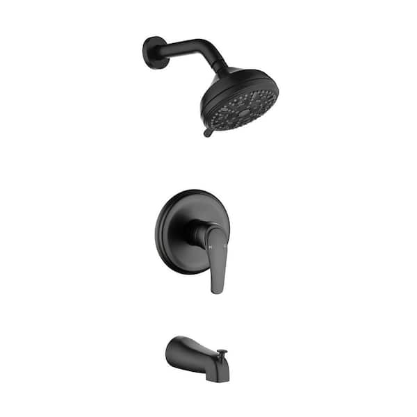 Rain Single Handle 10-Spray Tub Shower Faucet 1.8 GPM with Pressure Balance in Matte Black (Valve Included)