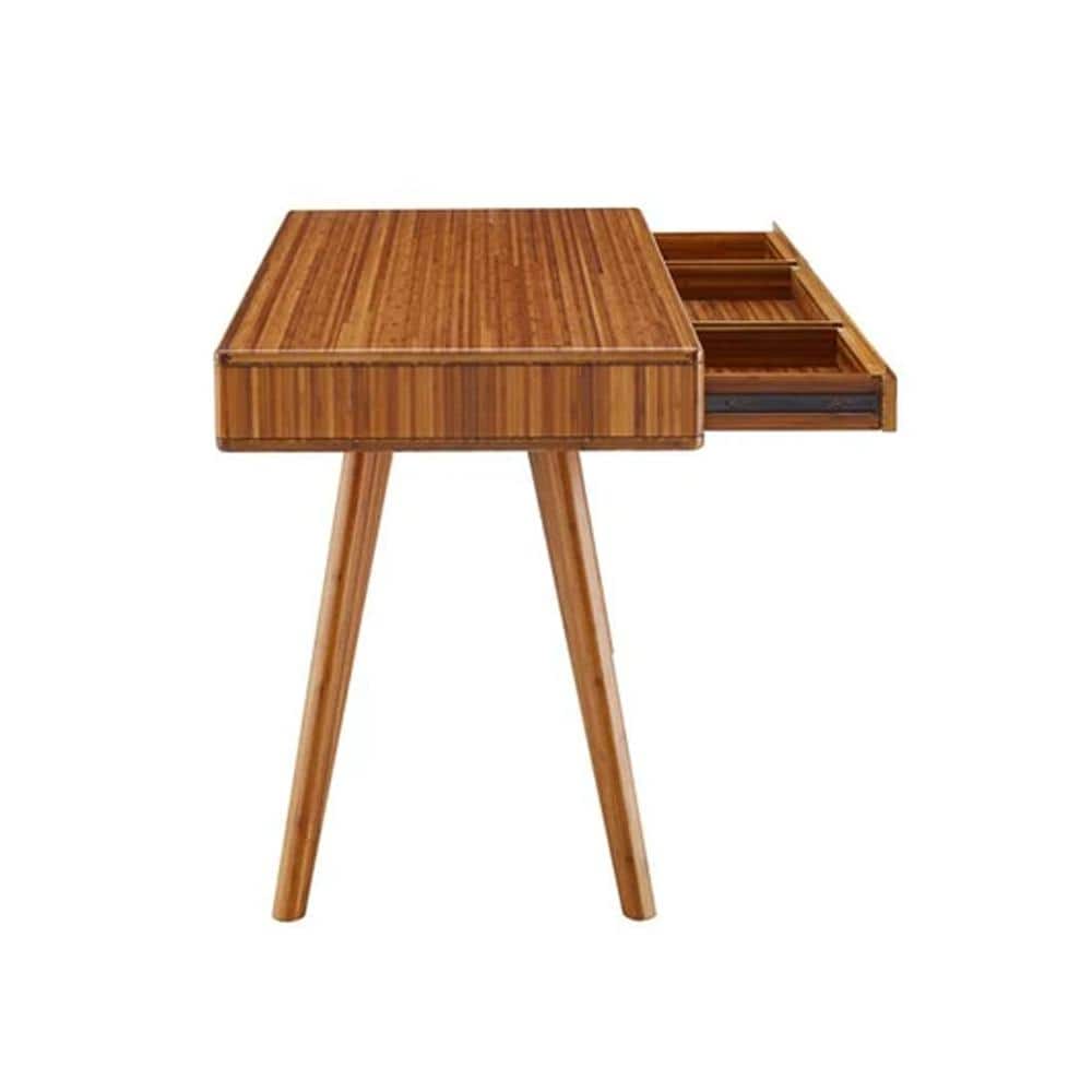 Amber Bamboo 60" Writing Desk with Splayed Legs and Drawers