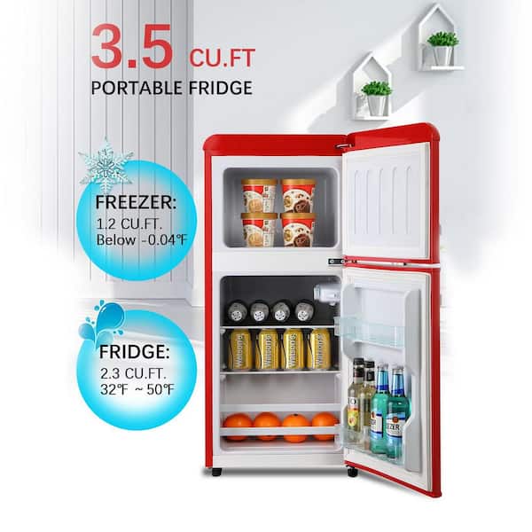JEREMY CASS 3.5 cu. ft. Compact Refrigerator Mini Fridge in Silver with Freezer  Small Refrigerator with 2 Door FLGJCA0201001 - The Home Depot