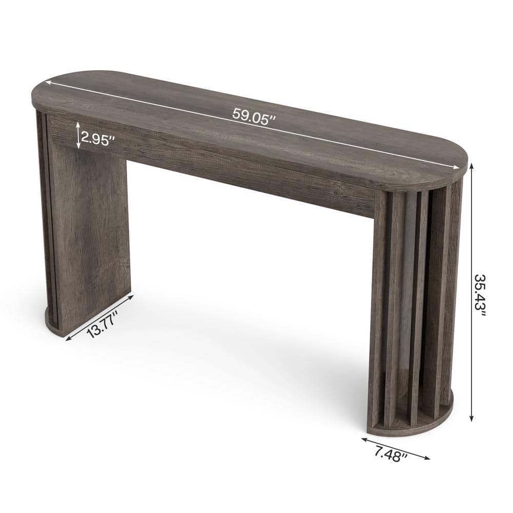 Gray Engineered Wood Farmhouse Console Table with Storage