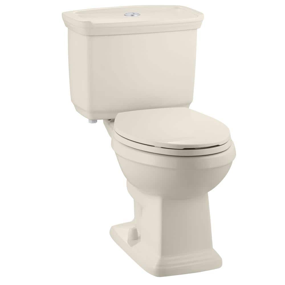 Glacier Bay 2-piece 1.0 GPF/1.28 GPF High Efficiency Dual Flush Elongated Toilet in Bone, Seat Included, Ivory