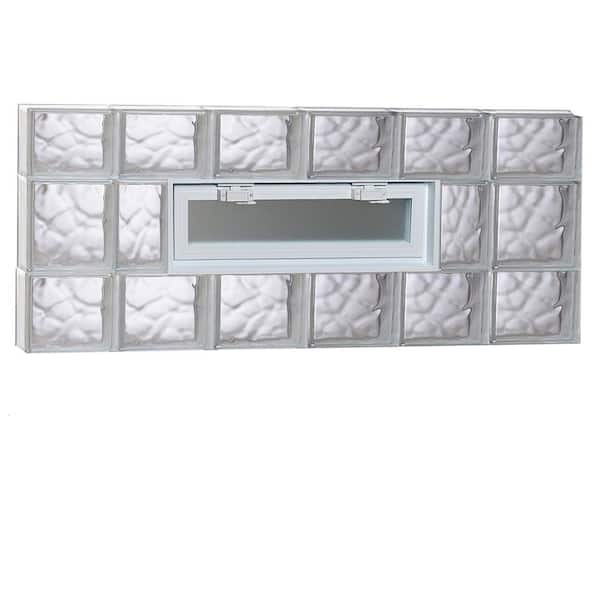 Clearly Secure 46.5 in. x 19.25 in. x 3.125 in. Frameless Wave Pattern Vented Glass Block Window