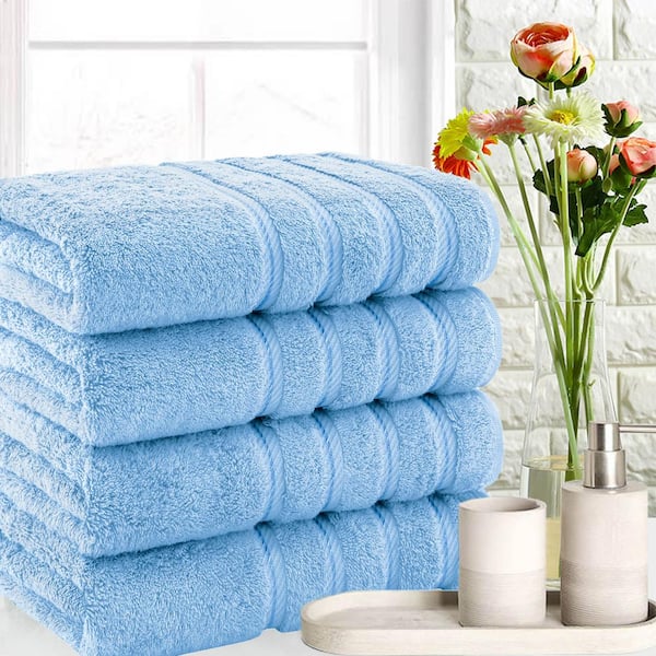 White Classic Luxury 100% Cotton Bath Towels Set of 4 - 27x54