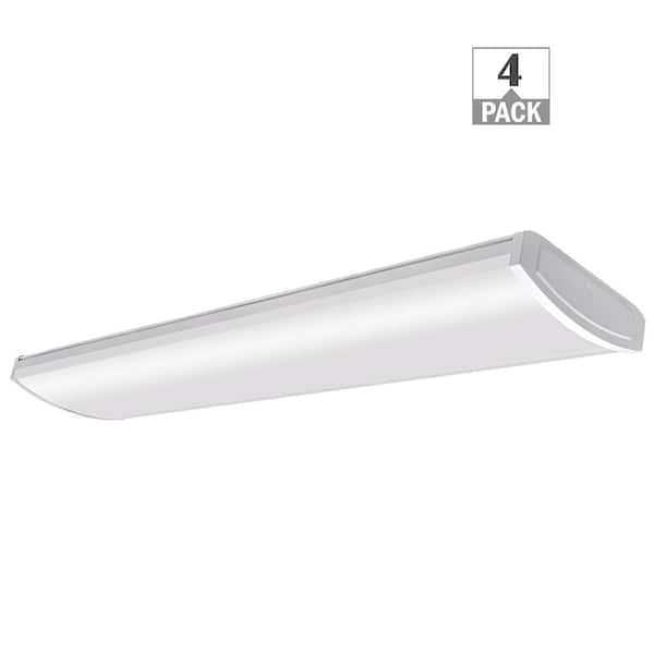 4-Pack 4 ft. 96-Watt Equivalent 5200 Lumens White Integrated LED Shop Light Garage Light 120-277V 4000K Bright White