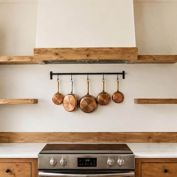 Black Wall Mounted Kitchen Rack Pot Rack Organizer with 10 S Hooks for Utensils, Pans, Pots, Rail Hanger 2-Pack