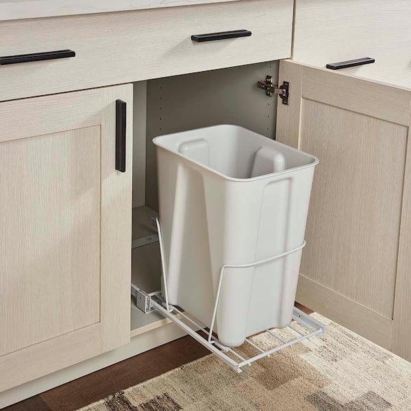 Closetmaid 6 Gal White Pull Out Trash, Kitchen Under Cabinet Garbage Cans