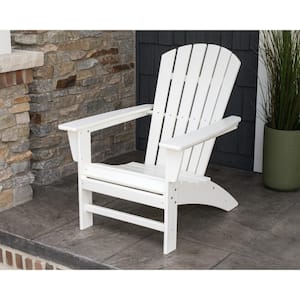 Grant Park Traditional Curveback White Plastic Outdoor Patio Adirondack Chair