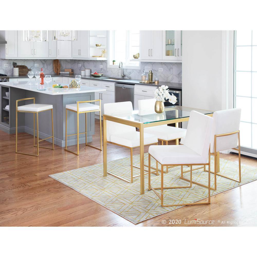 Elegant Fuji 50'' Gold Metal & Clear Glass Contemporary Dining Table