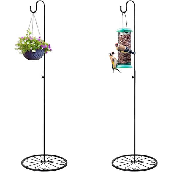 2-Pack Adjustable Black Shepherds Hook 34 in. - 55 in. Shepherds Hook Iron