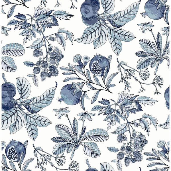 A-Street Prints Cecilia Blue Fruit Matte Non Woven Wallpaper Sample