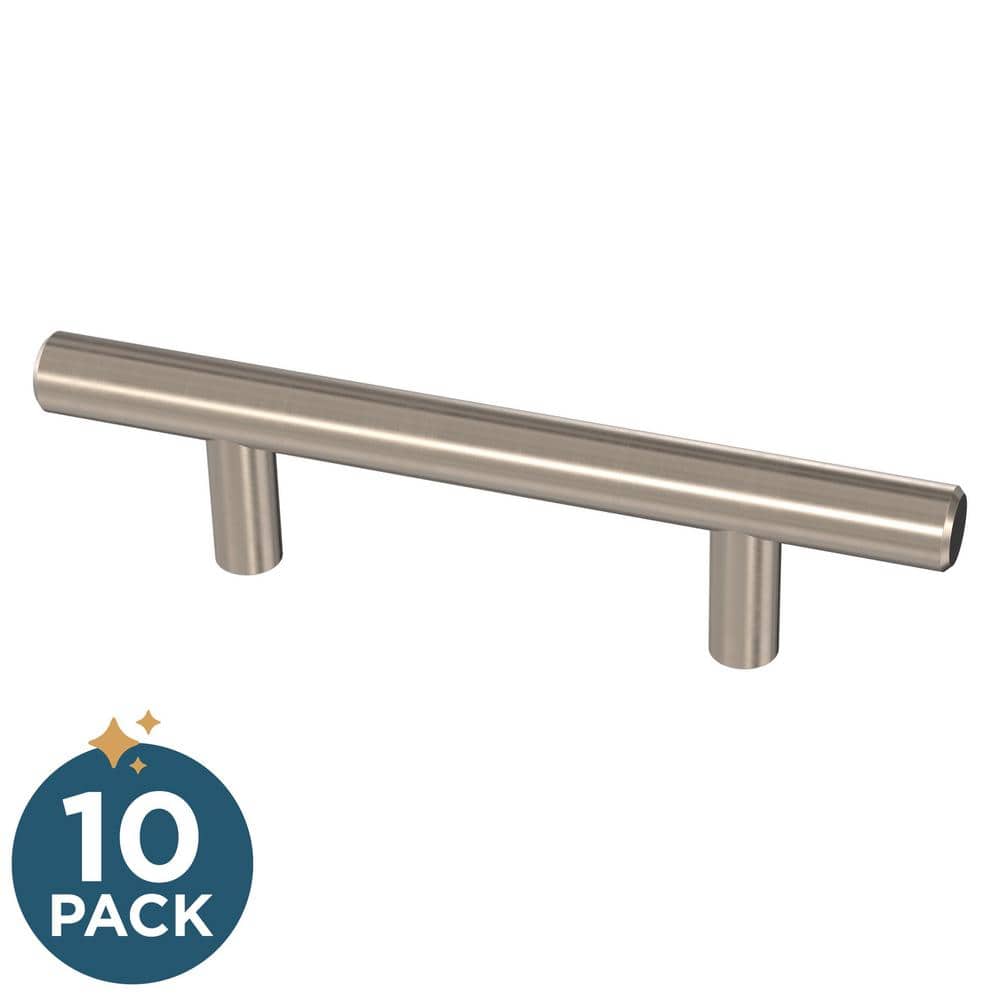 10-Pack Solid Bar 3 in. (76 mm) Modern Cabinet Drawer Pulls in Stainless St