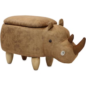 Brown Rhino Animal Shape Storage Ottoman