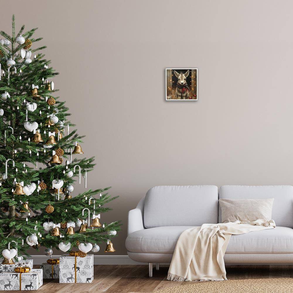 Baby Donkey and Holiday Lights by Riley B White Framed Animal Giclee Art Print 12 in. x 12 in. price history on PriceWatchPro