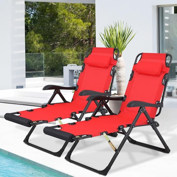 MoNiBloom Set of 2 Patio Adjustable Lounge Foldable Lawn Chair
