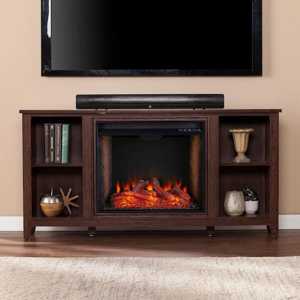 Southern Enterprises Colton Alexa Enabled 55.5 in. Electric Smart Fireplace in Espresso