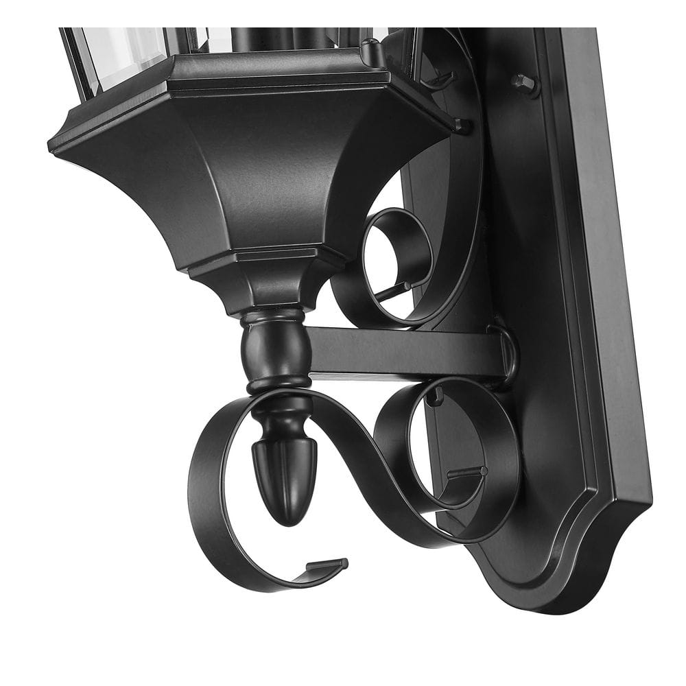 Matte Black Cast Aluminum 25" Outdoor Wall Lantern Sconce