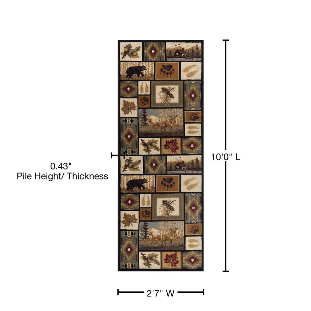 Nature Lodge Blue and Beige Rectangular Area Rug