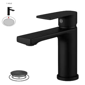 Single-Handle Single-Hole Modern Bathroom Faucet for Sink Drip-Free Vanity Sink Faucet in Matte Black