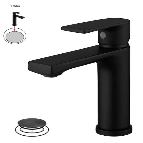 BWE Single-Handle Single-Hole Modern Bathroom Faucet for Sink Drip-Free Vanity Sink Faucet in Matte Black