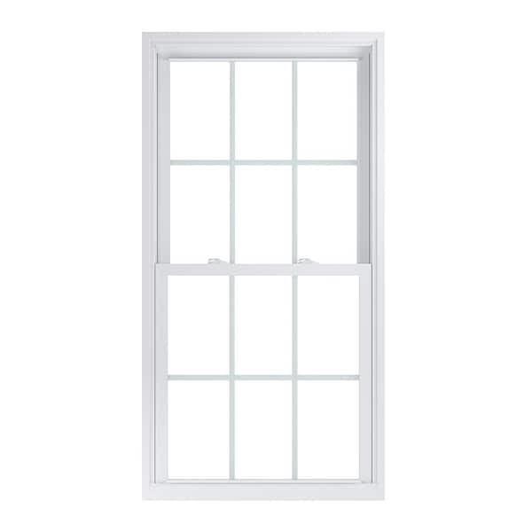 American Craftsman 31.25 in. x 60.25 in. 70 Pro Series Low-E Argon PS Glass Double Hung White Vinyl Repl Window with Grids, Screen Incl