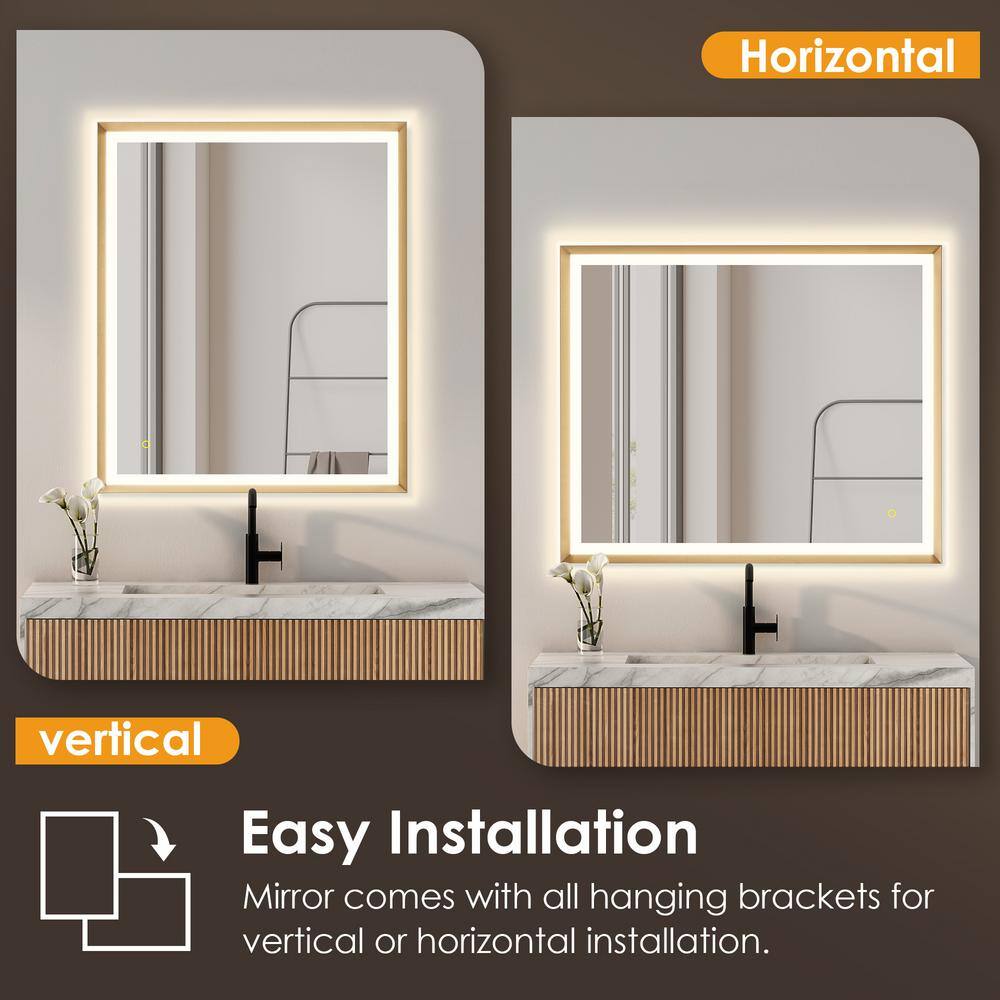 Apollo 36" Gold Rectangular LED Vanity Mirror