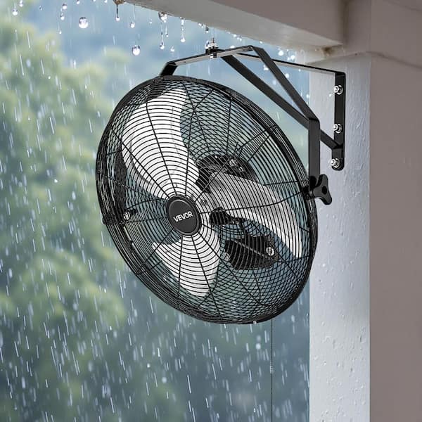 4000 CFM 3-Speed High Velocity Industrial Wall Mount Fan in Black