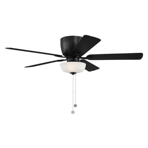 Gallant 52 in. LED Indoor/Covered Outdoor Matte Black Hugger Ceiling Fan with Pull Chain Control and Bulbs Included