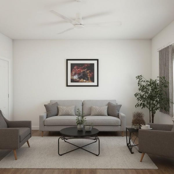 Simple 44 in. Indoor/Outdoor Flat White Ceiling Fan with Remote Control