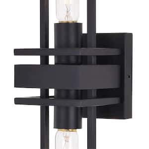 Marquis 2-Light Matte Black Contemporary Wall Sconce Up Down Lighting