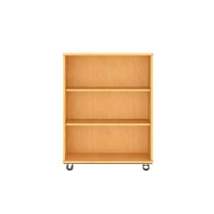 36 in. W x 48 in. H, Maple, Open Double Sided Mobile Storage Locker Nursery Classroom Bookcase, Adjustable Shelves