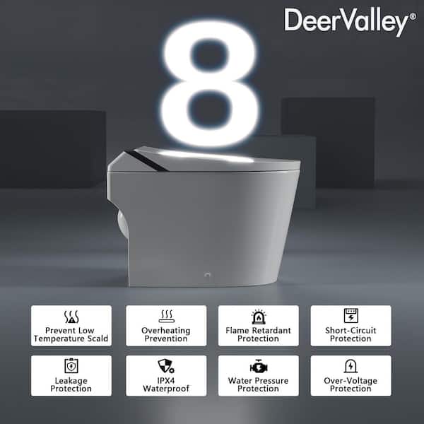 DEERVALLEY Tankless Elongated ADA Bidet Toilet 1.28 GPF in White