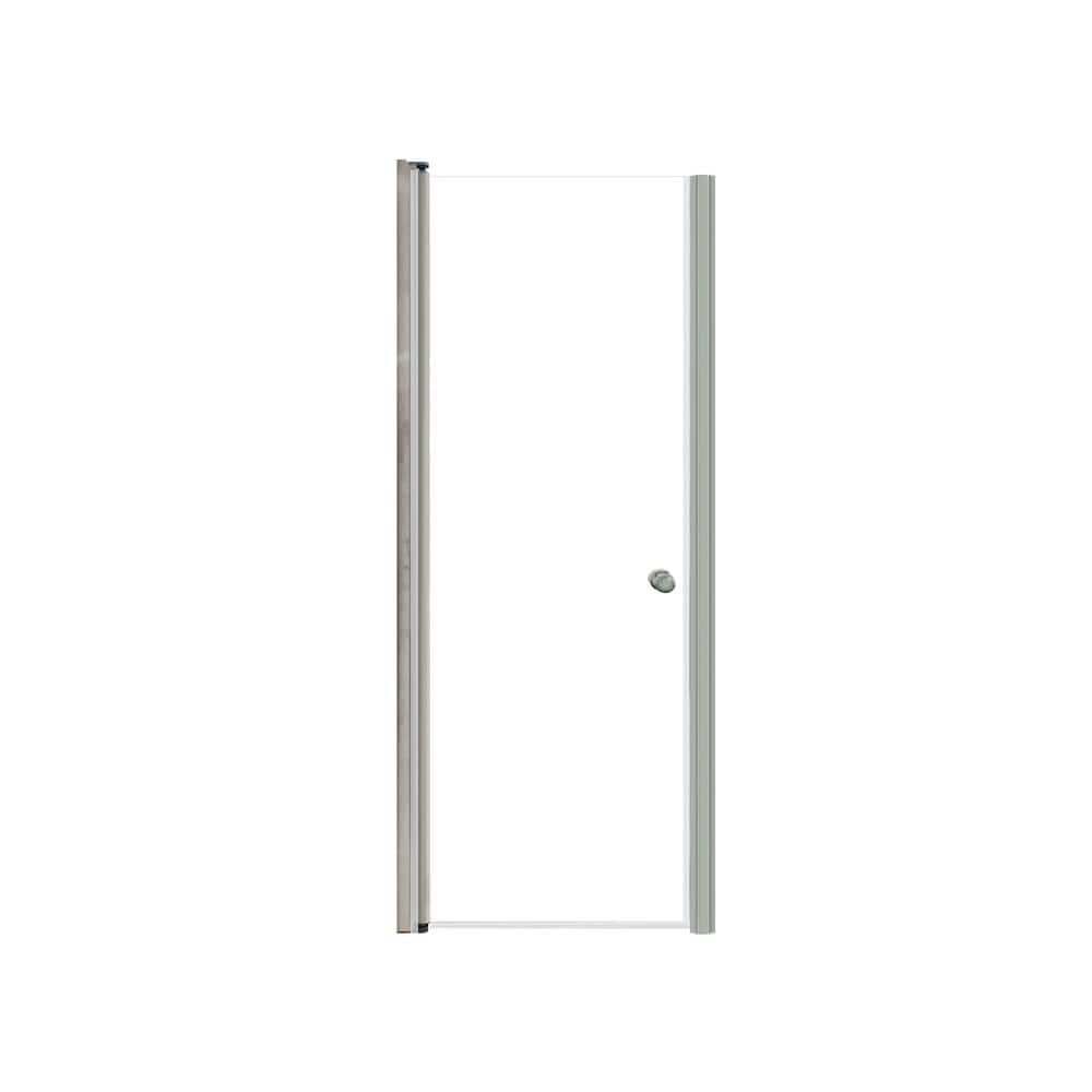 Lyna 28 in. W x 70 in. H Pivot Frameless Shower Door in Brushed Stainless with Clear Glass price history on PriceWatchPro