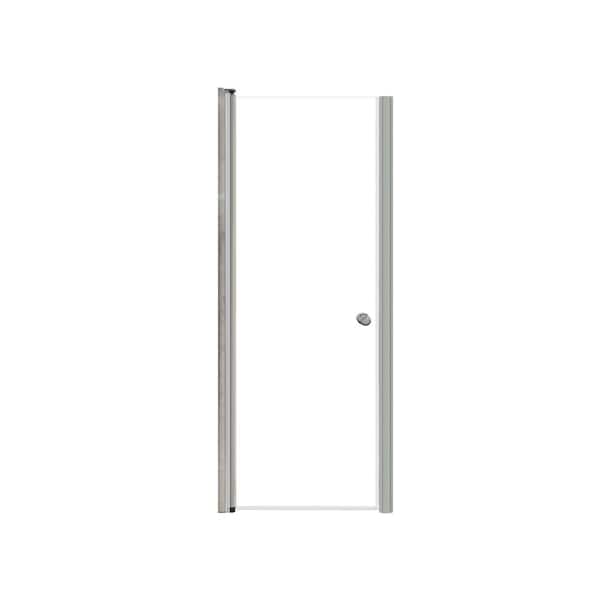 Transolid Lyna 28 in. W x 70 in. H Pivot Frameless Shower Door in Brushed Stainless with Clear Glass