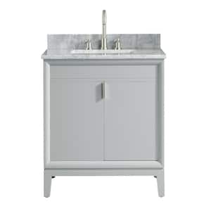 Emma 31 in. W x 22 in. D x 35 in. H Bath Vanity in Dove Gray with Marble Vanity Top in Carrara White with Basin