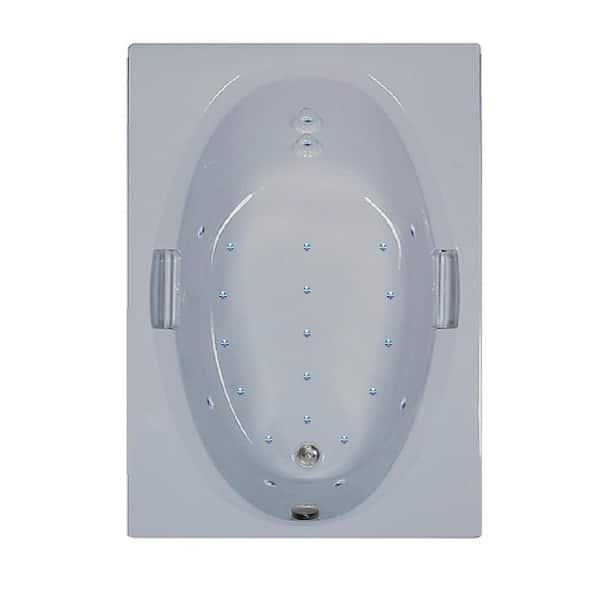 Comfortflo 60 in. Acrylic Rectangular Drop-in Air Bathtub in Biscuit